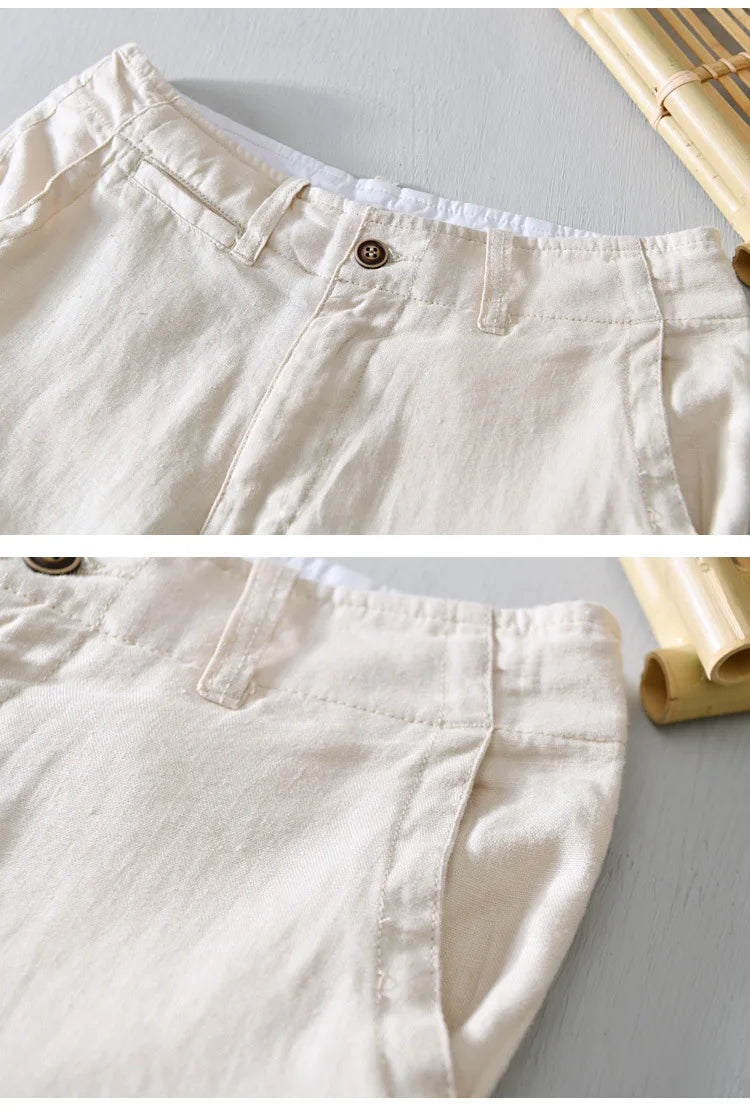 Men’s 100% Linen Shorts – Classic Beach Pants