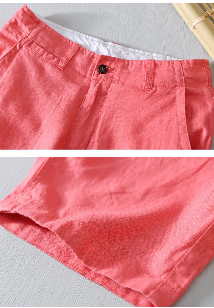 Men’s 100% Linen Shorts – Classic Beach Pants