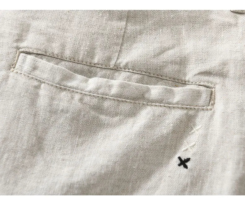 100% Linen Casual Shorts - Slim Solid Color Pants Oversize