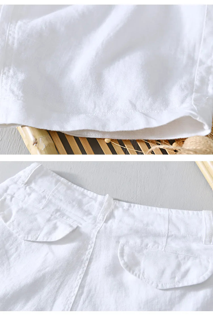 Men’s 100% Linen Shorts – Classic Beach Pants