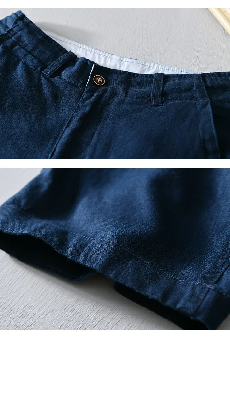 Men’s 100% Linen Shorts – Classic Beach Pants