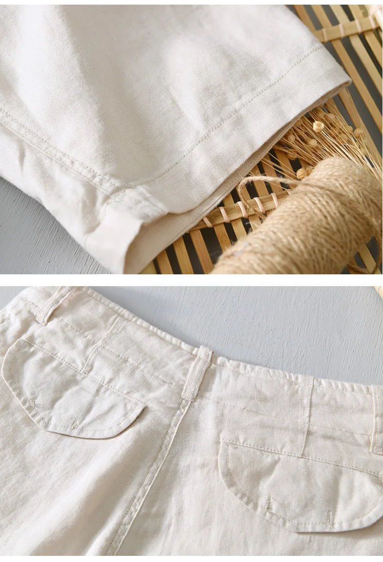 Men’s 100% Linen Shorts – Classic Beach Pants