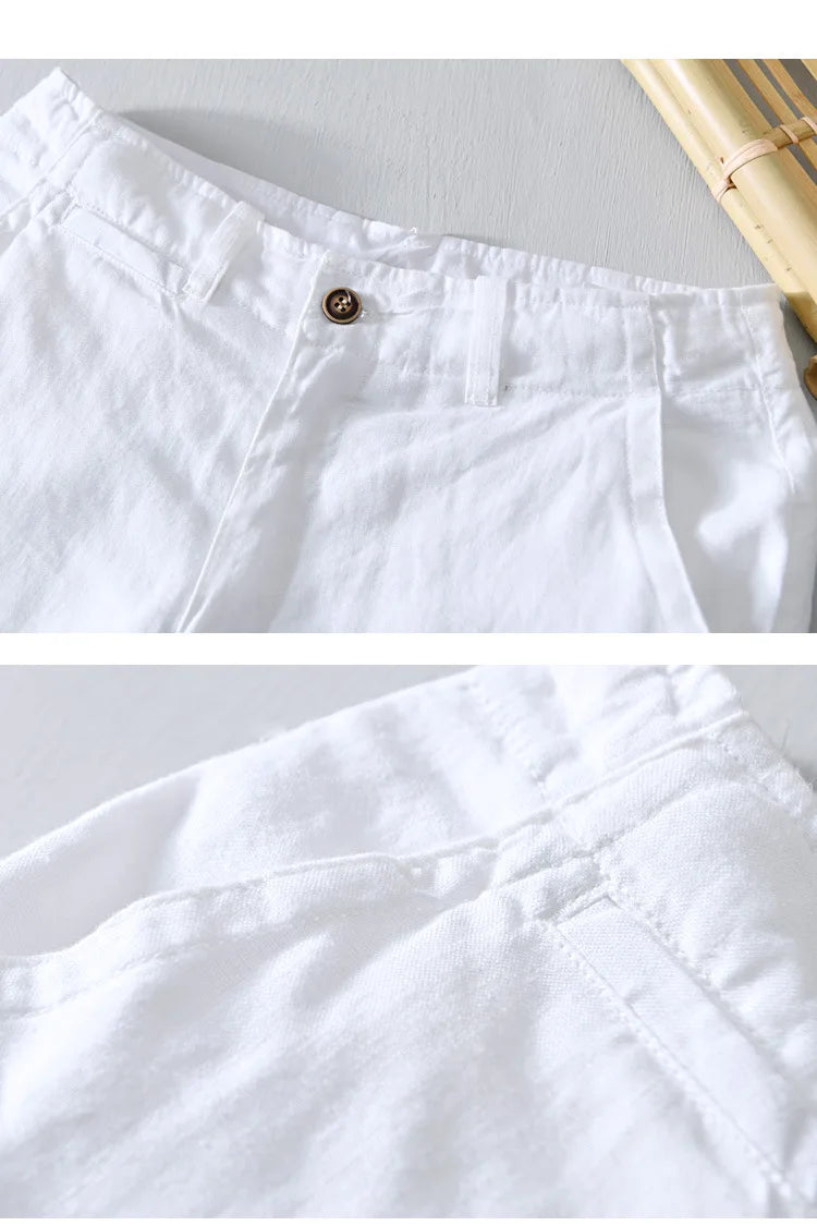 Men’s 100% Linen Shorts – Classic Beach Pants