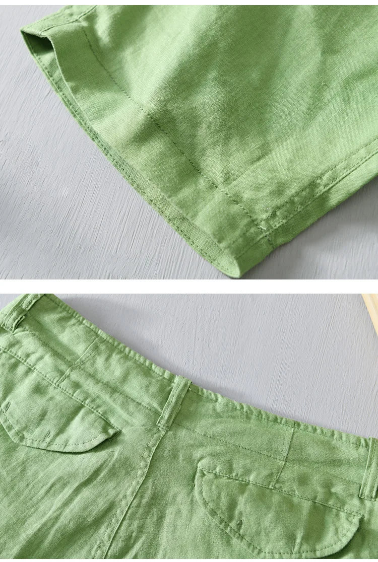 Men’s 100% Linen Shorts – Classic Beach Pants