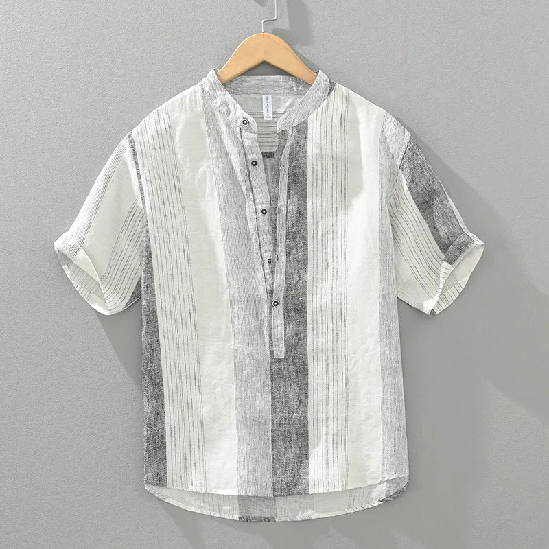 Men’s 100% Linen Shirt – Striped Design