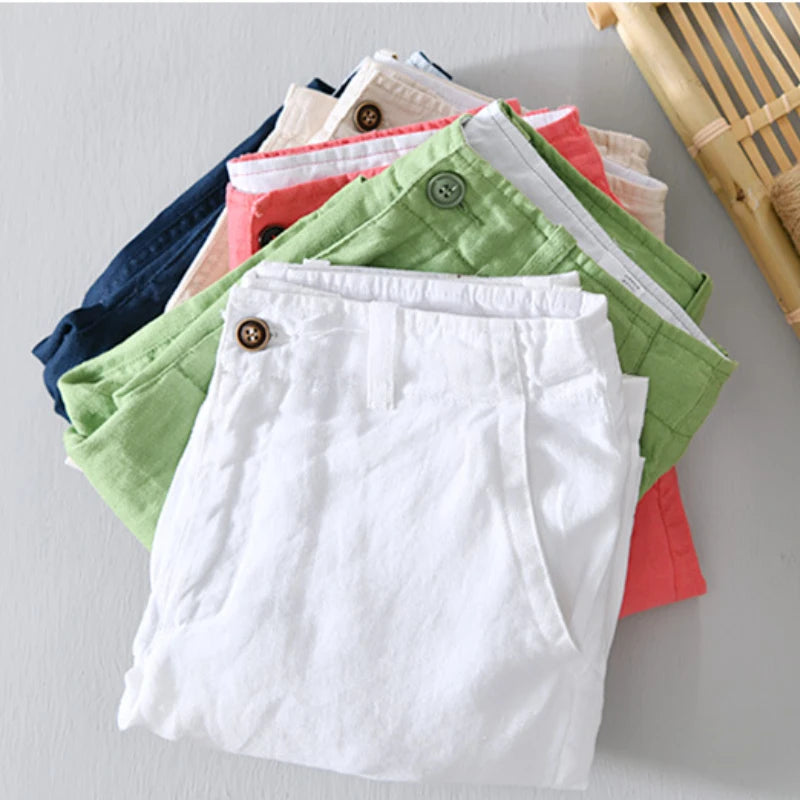 Men’s 100% Linen Shorts – Classic Beach Pants