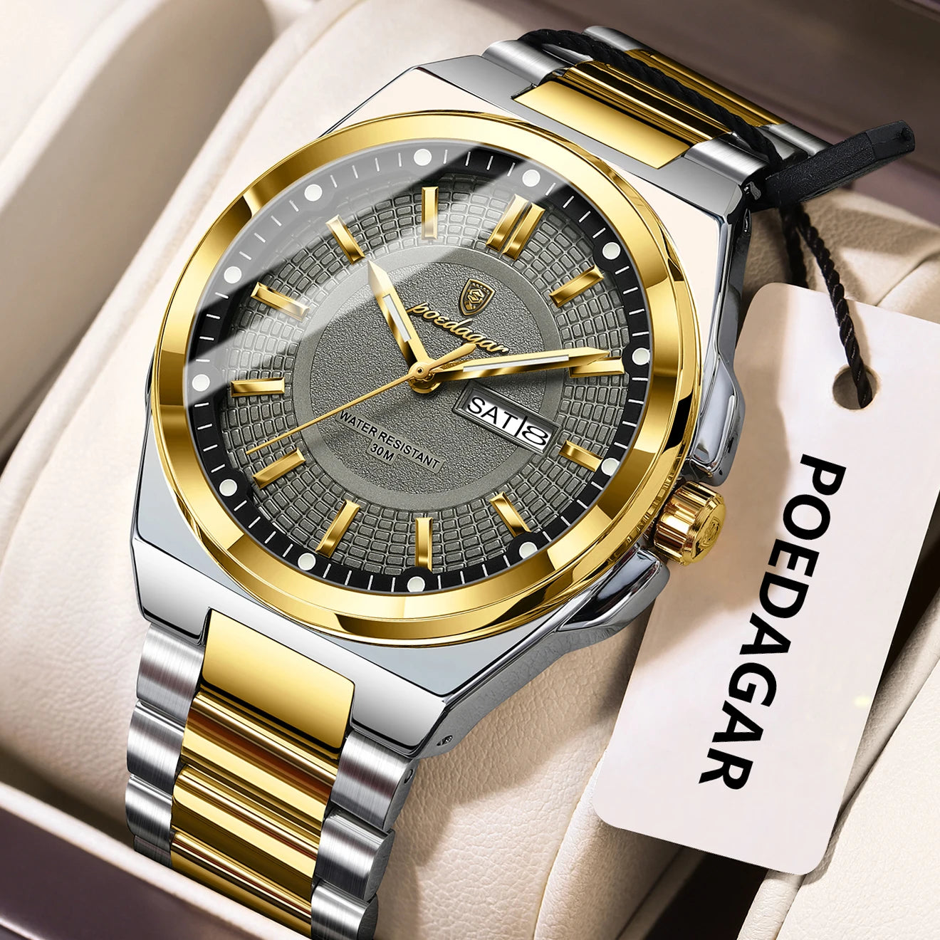 Original Men Clock Quartz ,Date ,Week Luxury Man Waterproof