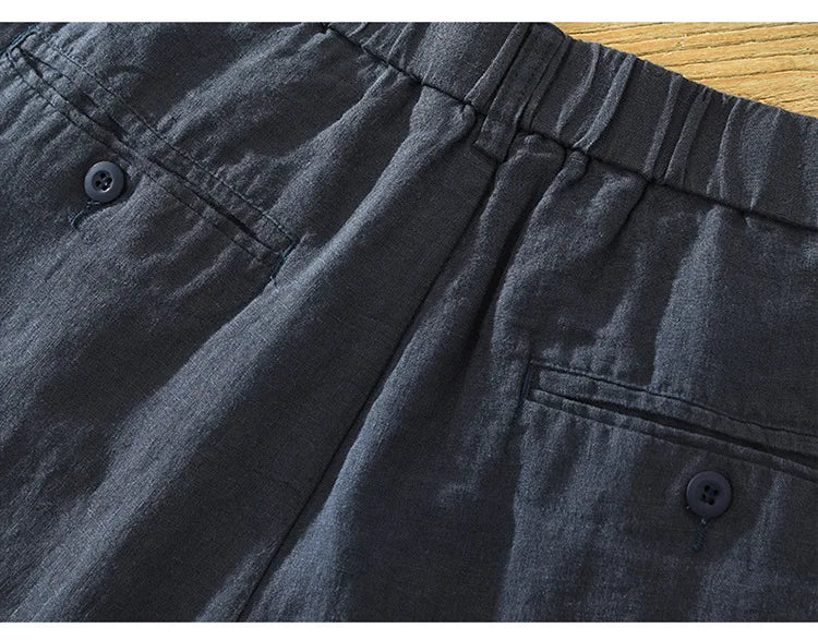 Simple Loose Breathable 100% Linen Shorts - Clothing Thin Straight Big Pockets