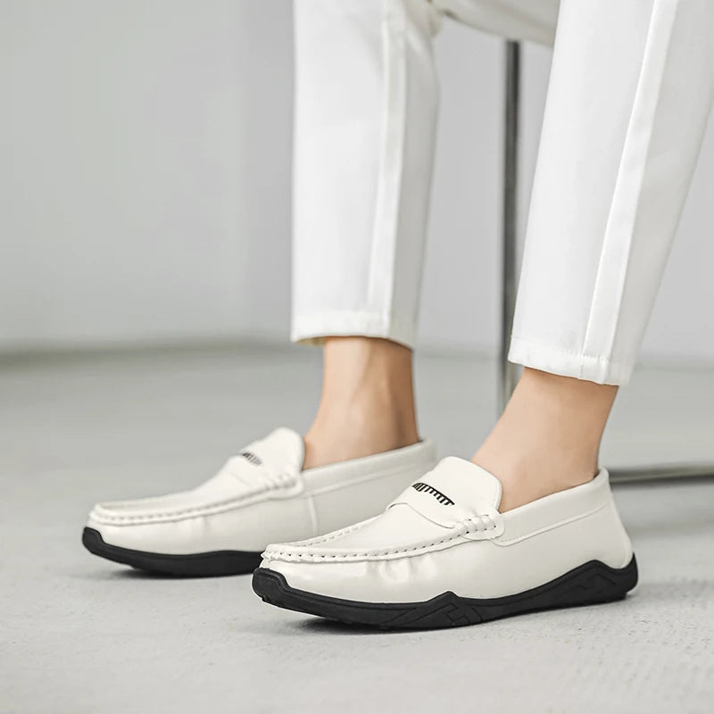 Designer Leather Slip-On Loafers Preppy Lightweight