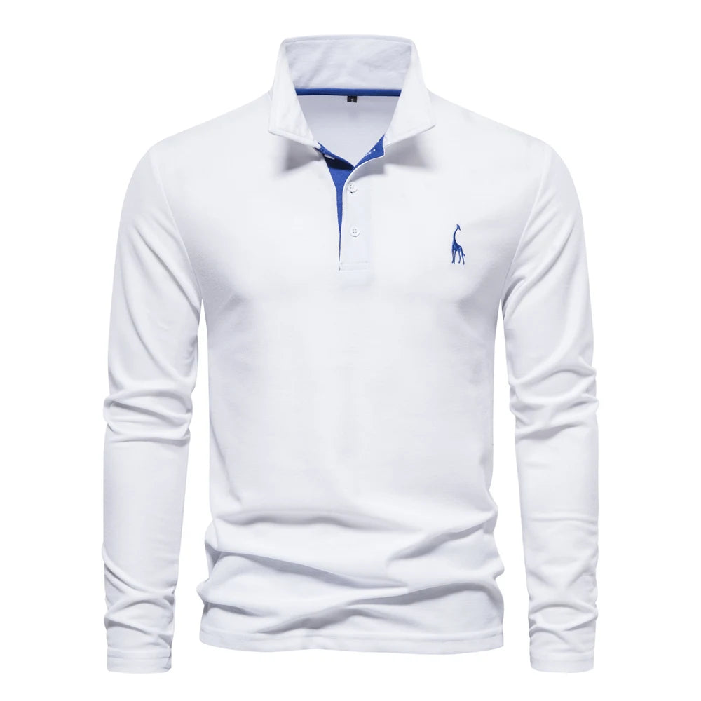 New Men's Embroidery Polo Long Sleeve Social