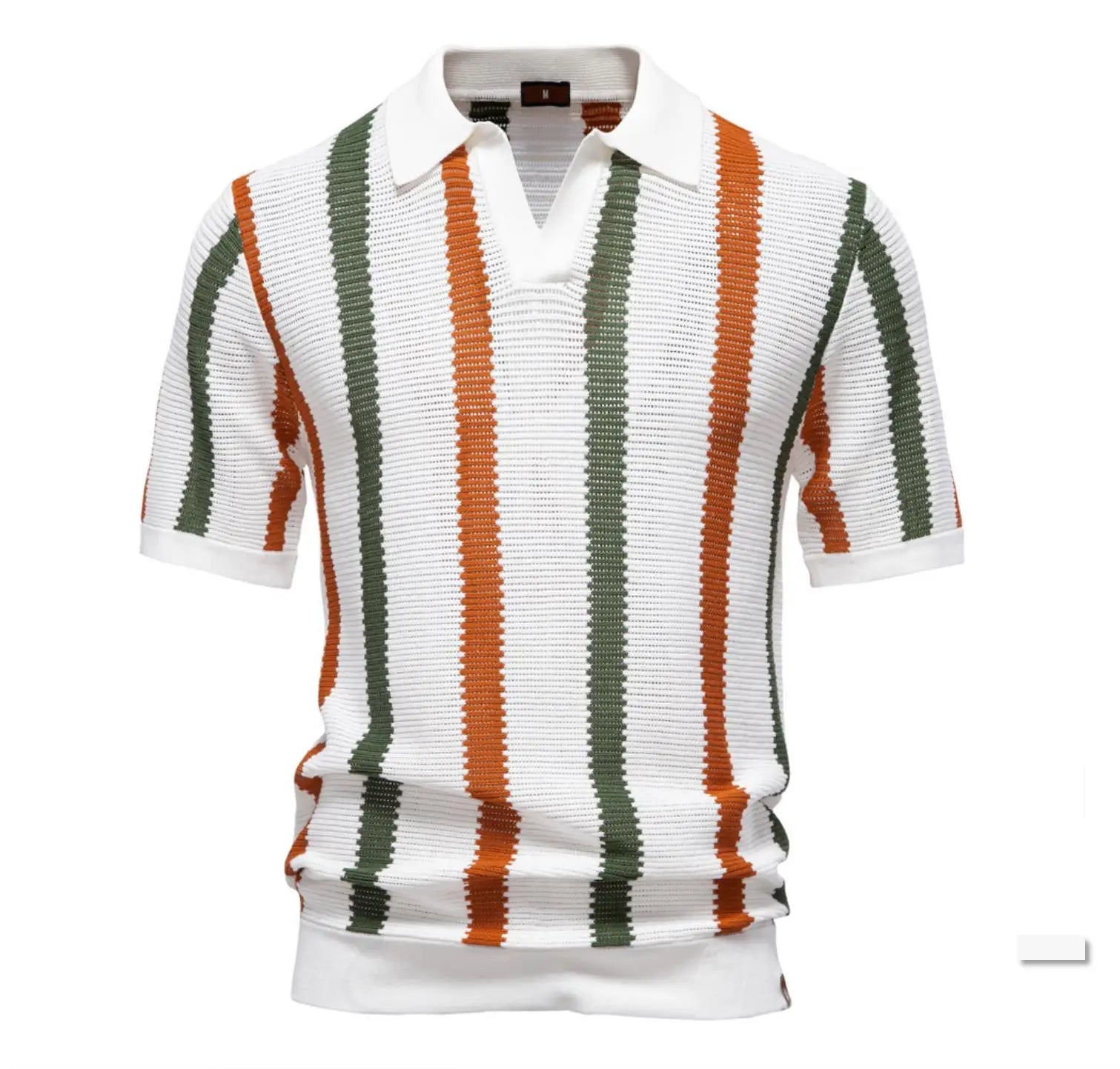 Men's Ribbed Knit Polo High quality Male Polo Shirt