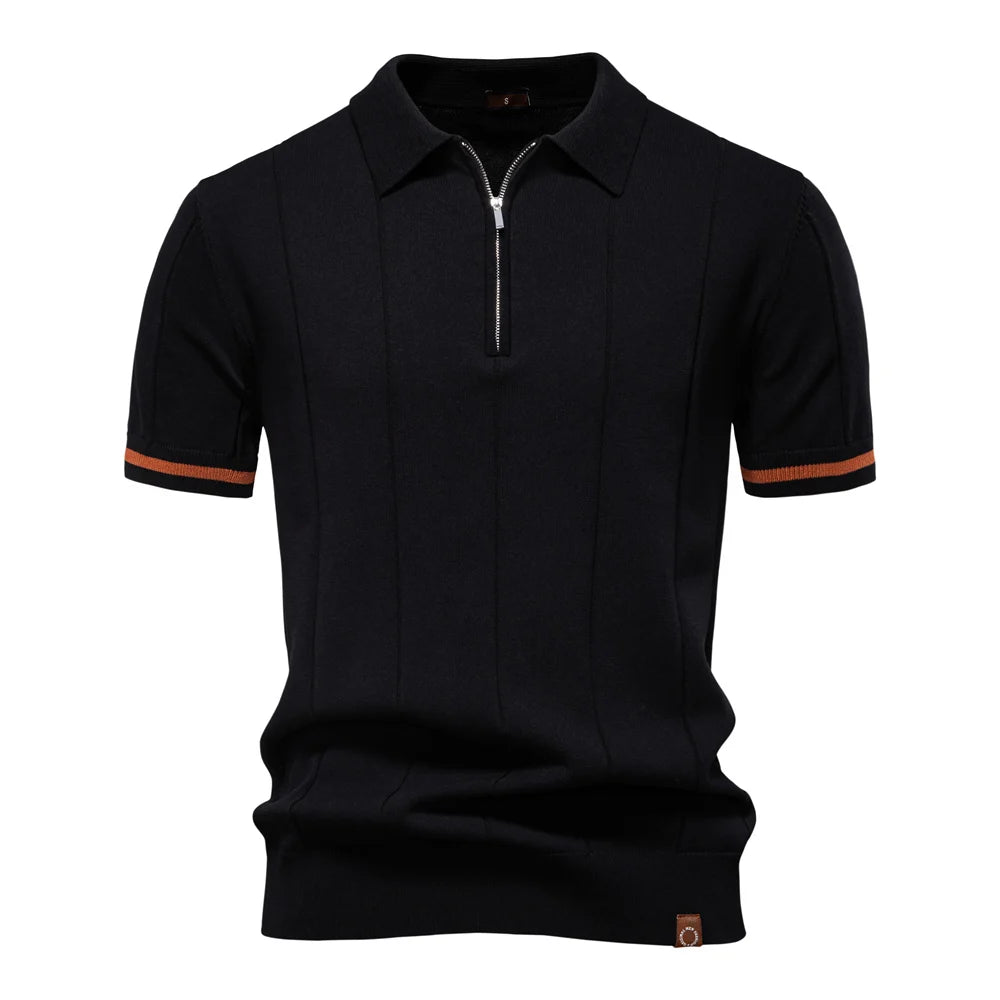 Men's zip-up athletic, formal, office sports polo shirt