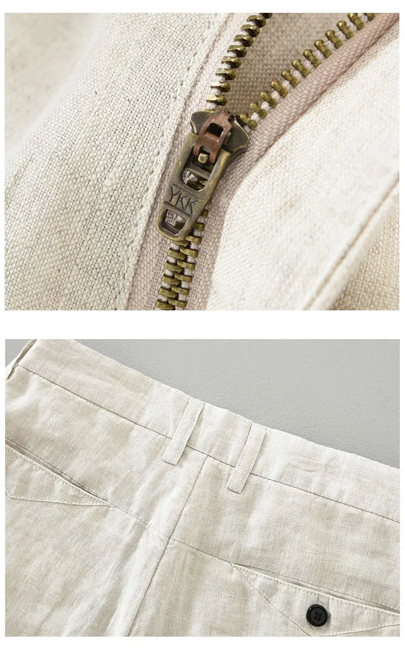 Breathable 100% Linen Casual Pants -  Clothing Slim Ankle-length Pants