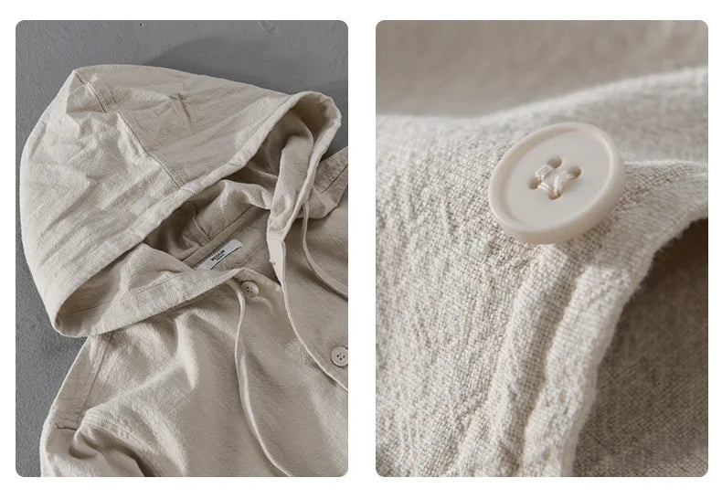 Giacca con cappuccio in lino da uomo – Leggera, casual e confortevole
