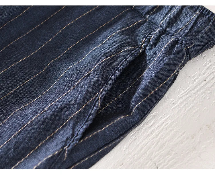 Men’s Linen And Cotton Pants – Subtle Stripes