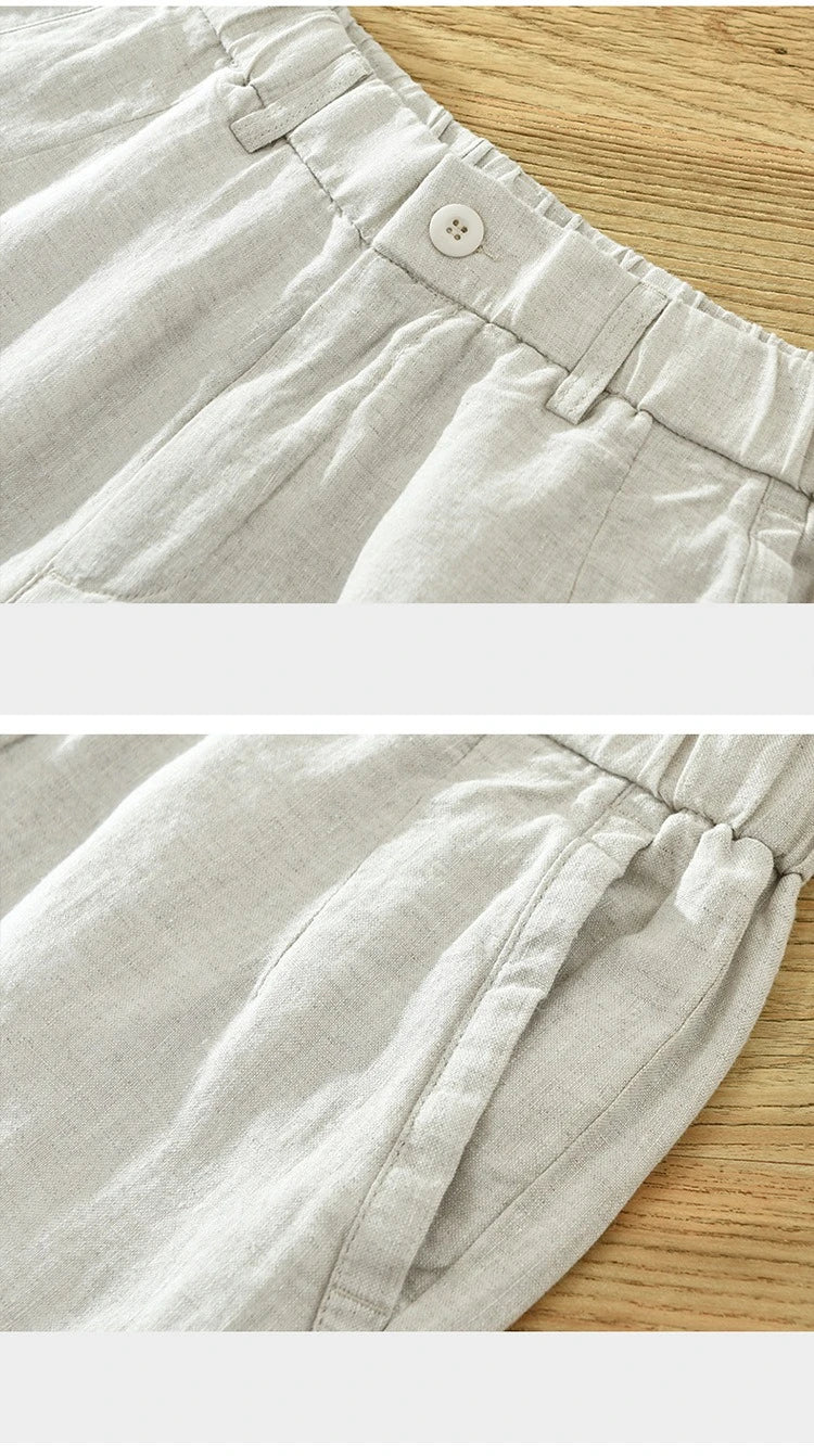 Simple Loose Breathable 100% Linen Shorts - Clothing Thin Straight Big Pockets