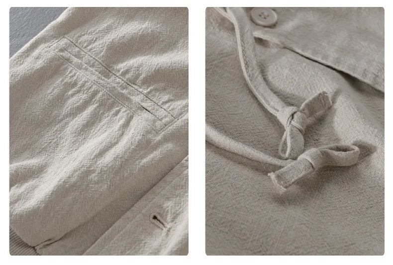 Giacca con cappuccio in lino da uomo – Leggera, casual e confortevole