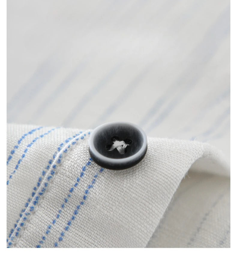Men’s 100% Linen Shirt – Striped Design