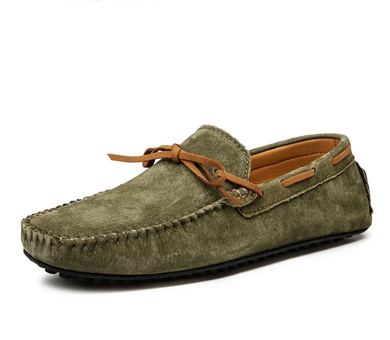 Mocassini da uomo in vera pelle verde – traspiranti, casual, slip-on