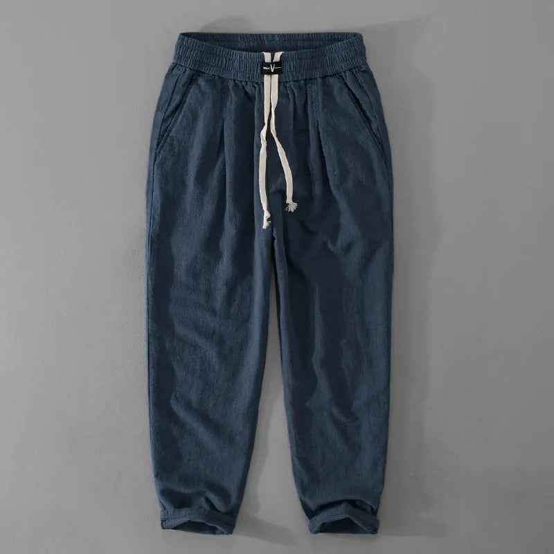 Pantaloni cargo da uomo in lino con coulisse – Stile casual leggero