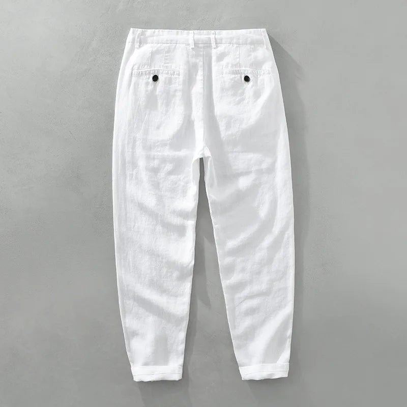 Men’s 100% Linen Casual Pants – Men Thin Breathable Trousers Men Big Size