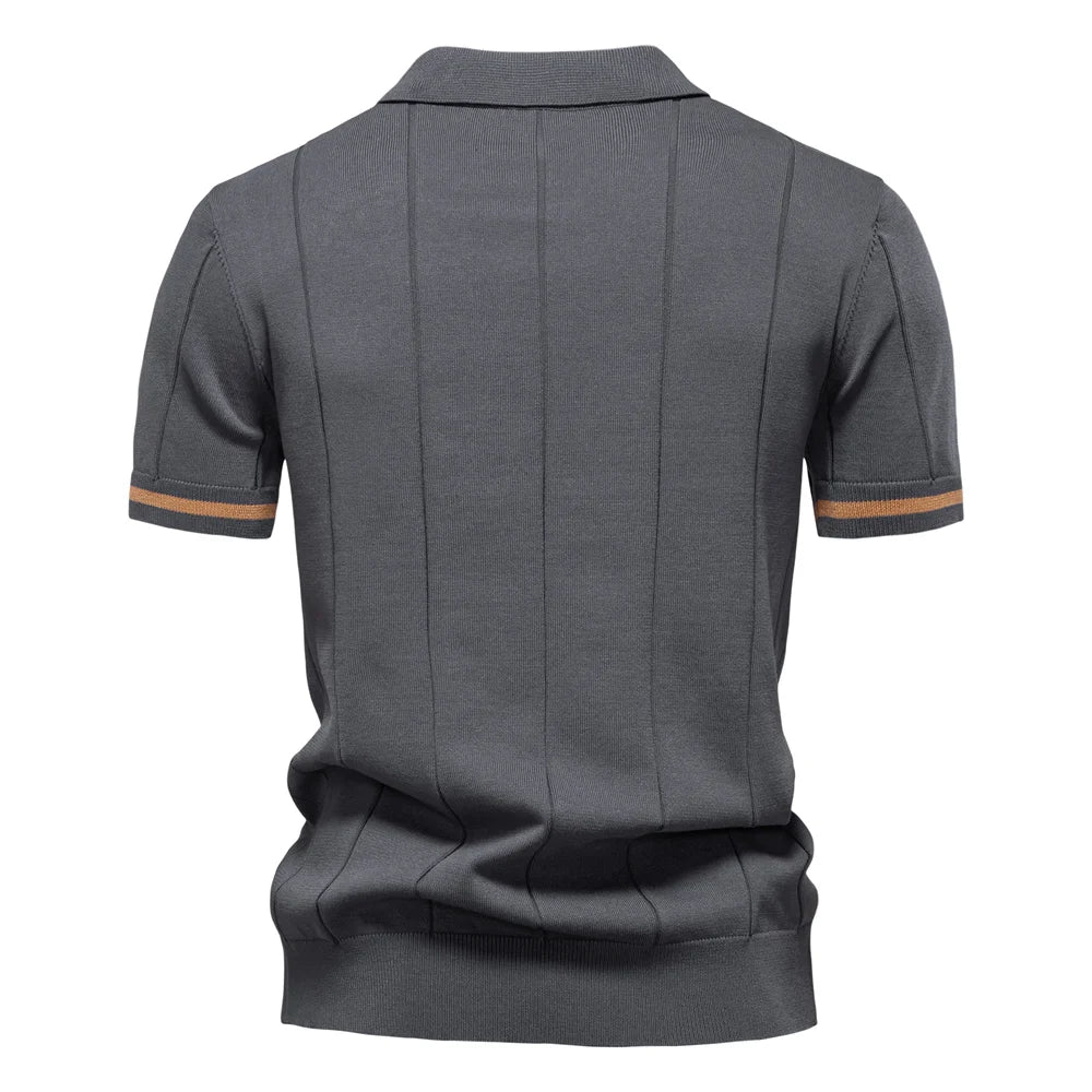 Men's zip-up athletic, formal, office sports polo shirt