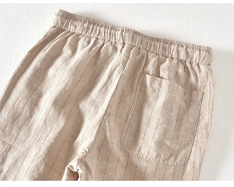 Men’s Linen And Cotton Pants – Subtle Stripes