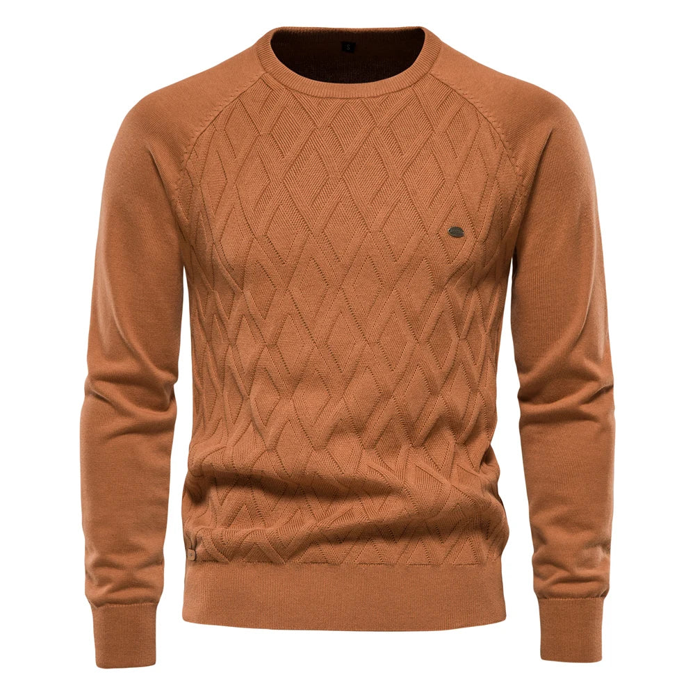 Maglione da uomo in maglia Argyle – Classico pullover invernale a maniche lunghe con scollo a V