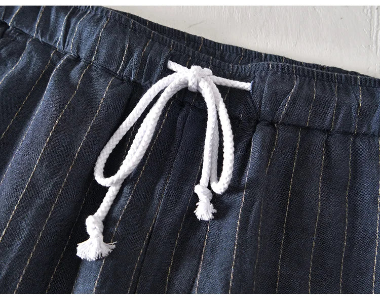 Men’s Linen And Cotton Pants – Subtle Stripes