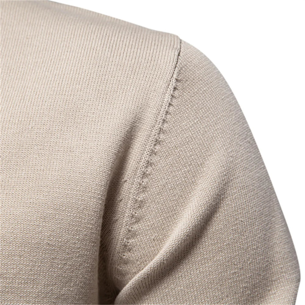 Maglione in maglia di cotone con scollo a V da uomo – Pullover casual classico a maniche lunghe