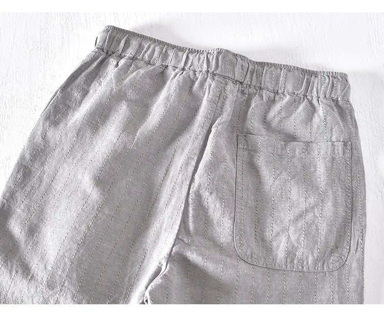 Men’s Linen And Cotton Pants – Subtle Stripes