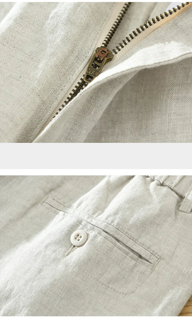 Simple Loose Breathable 100% Linen Shorts - Clothing Thin Straight Big Pockets