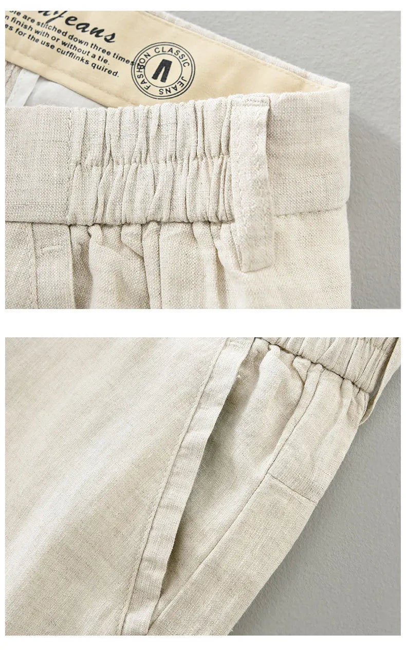 Breathable 100% Linen Casual Pants -  Clothing Slim Ankle-length Pants