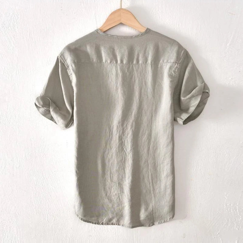 Camicia da uomo a maniche corte in lino 100% - Comfort casual