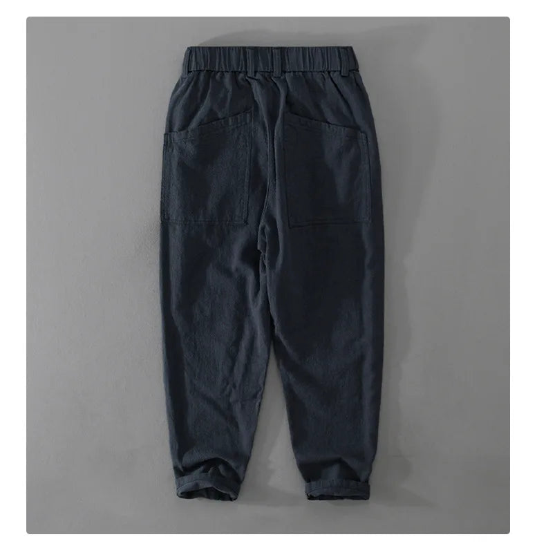 Pantaloni cargo in lino da uomo – Abbigliamento casual leggero da strada