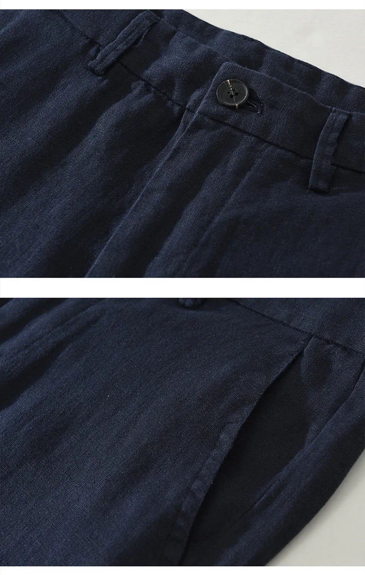Men’s 100% Linen Casual Pants – Men Thin Breathable Trousers Men Big Size