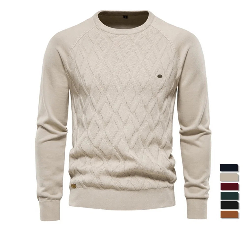 Maglione da uomo in maglia Argyle – Classico pullover invernale a maniche lunghe con scollo a V