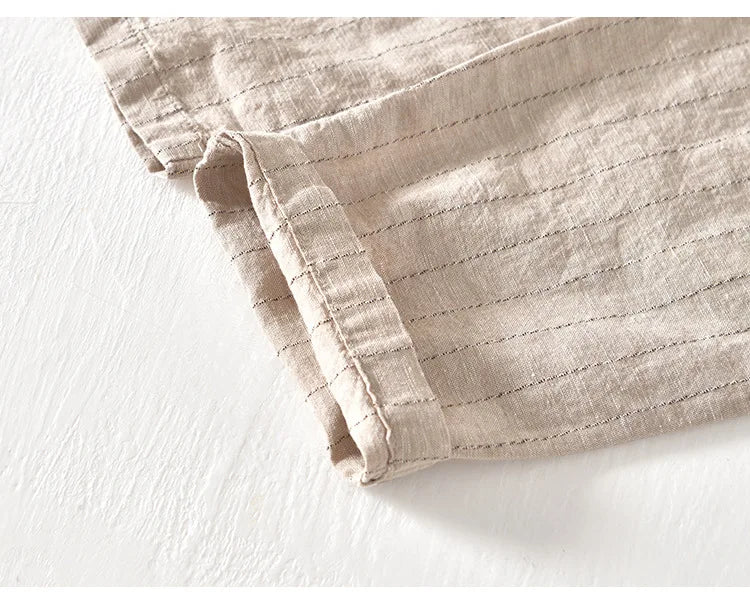 Men’s Linen And Cotton Pants – Subtle Stripes