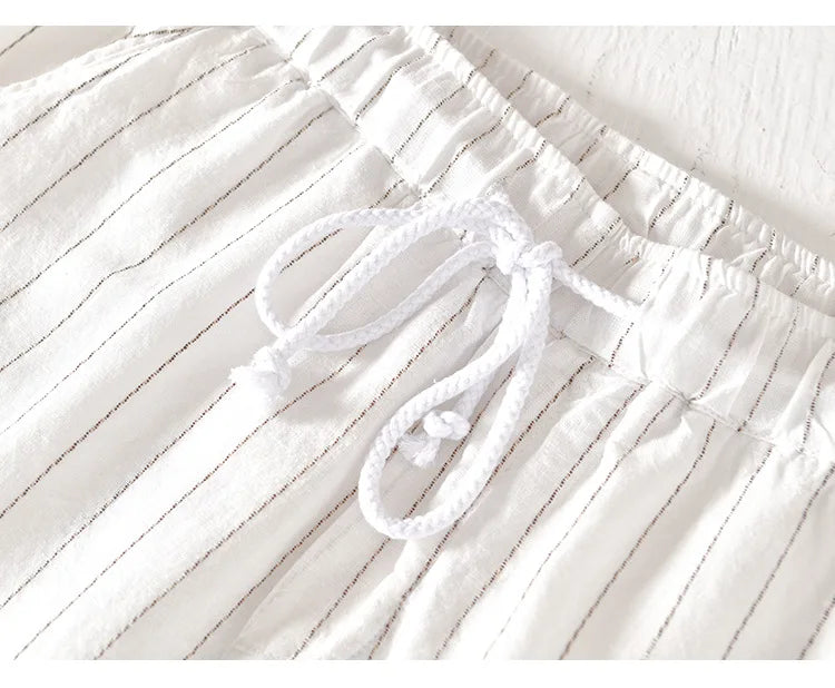 Men’s Linen And Cotton Pants – Subtle Stripes