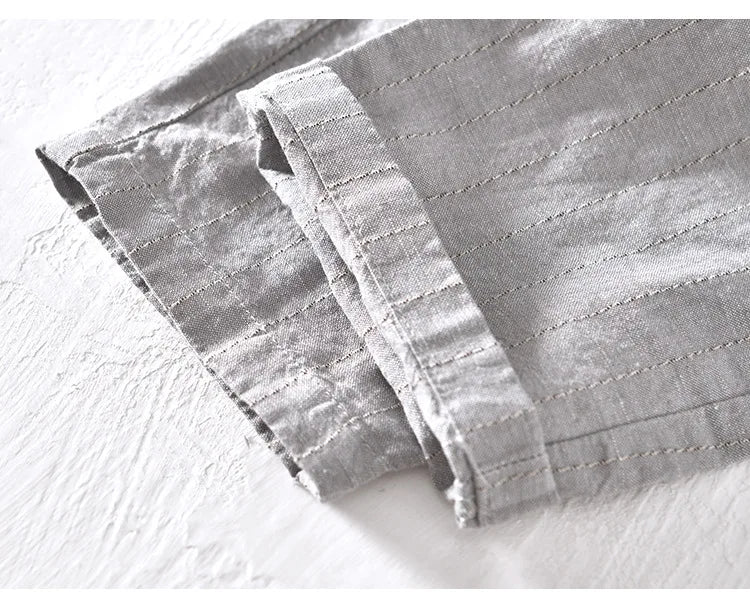 Men’s Linen And Cotton Pants – Subtle Stripes