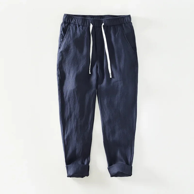 Camicia da uomo a maniche corte in lino 100% – T-shirt casual estiva leggera e slim fit