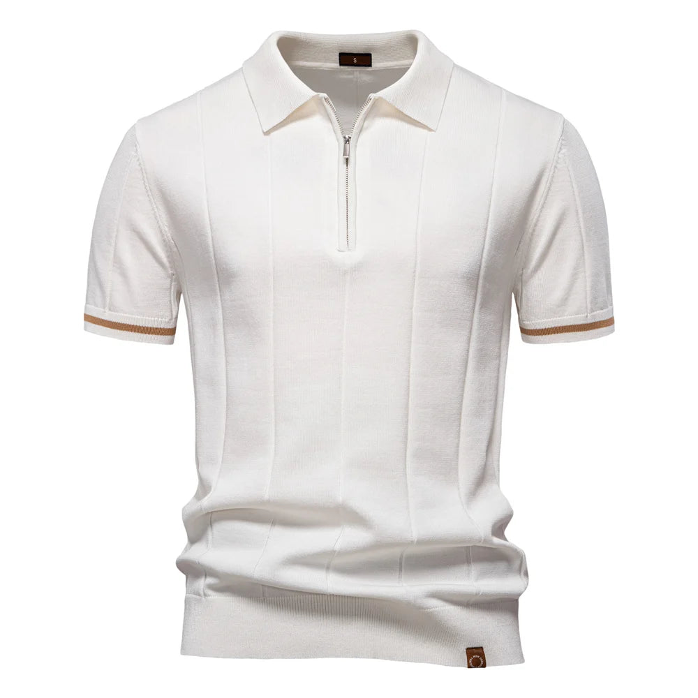 Men's zip-up athletic, formal, office sports polo shirt