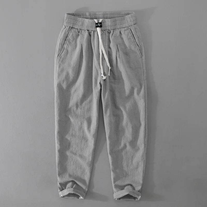 Pantaloni cargo da uomo in lino con coulisse – Stile casual leggero