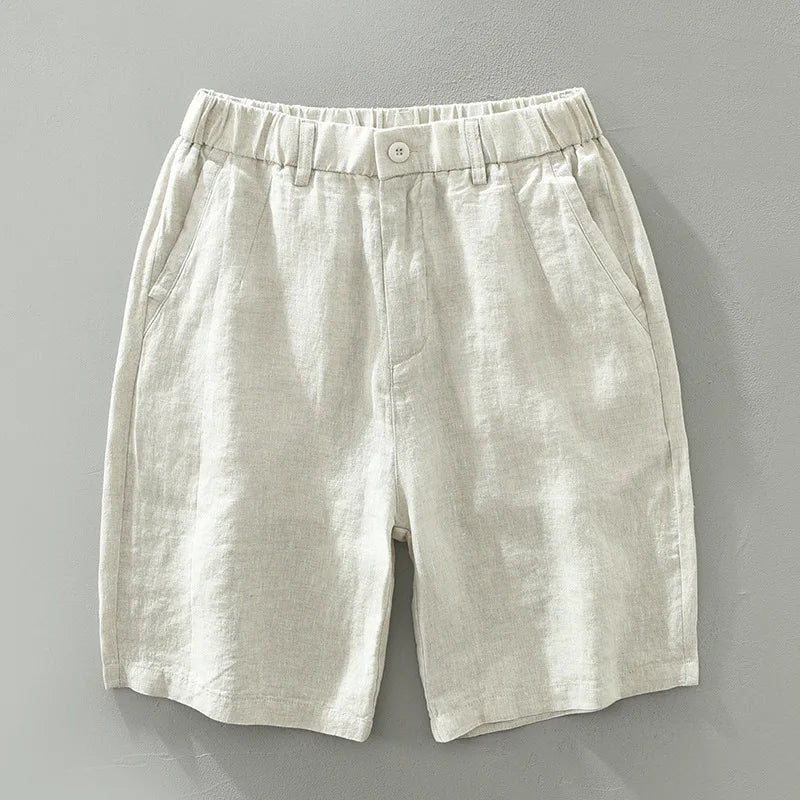 Simple Loose Breathable 100% Linen Shorts - Clothing Thin Straight Big Pockets