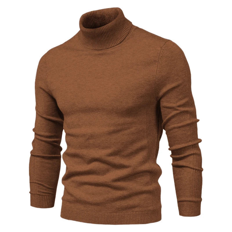 Men’s Classic Turtleneck Sweater – Slim Fit, Solid Color, Warm Winter Pullover
