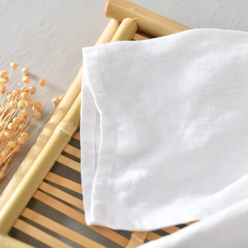 T-shirt vintage da uomo in puro lino – Abbigliamento casual estivo leggero