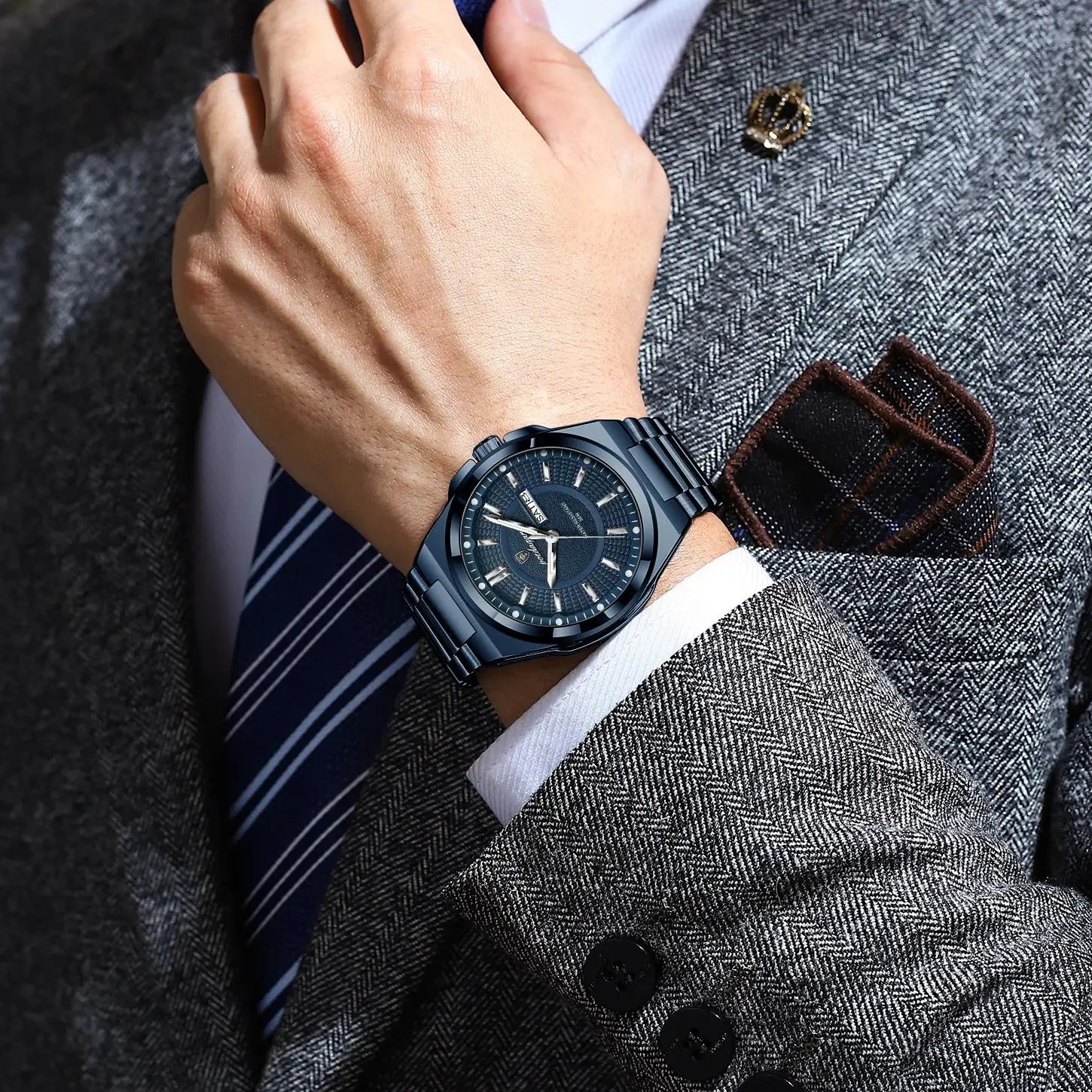 Original Men Clock Quartz ,Date ,Week Luxury Man Waterproof