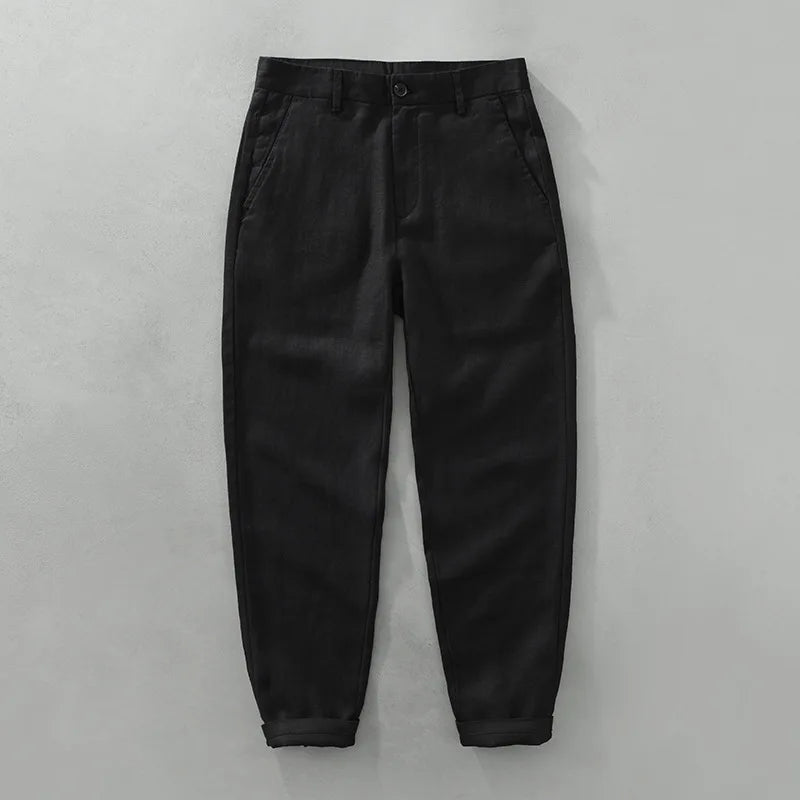 Men’s 100% Linen Casual Pants – Men Thin Breathable Trousers Men Big Size