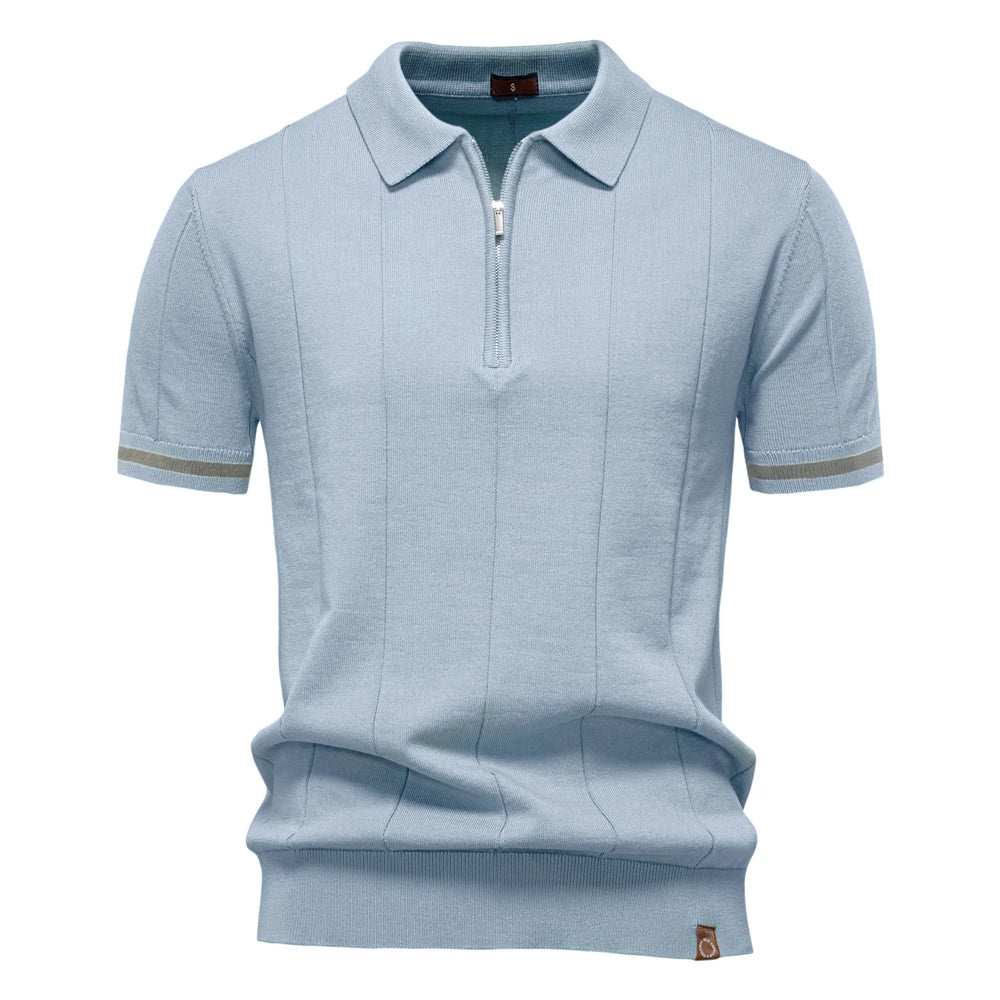 Men's zip-up athletic, formal, office sports polo shirt