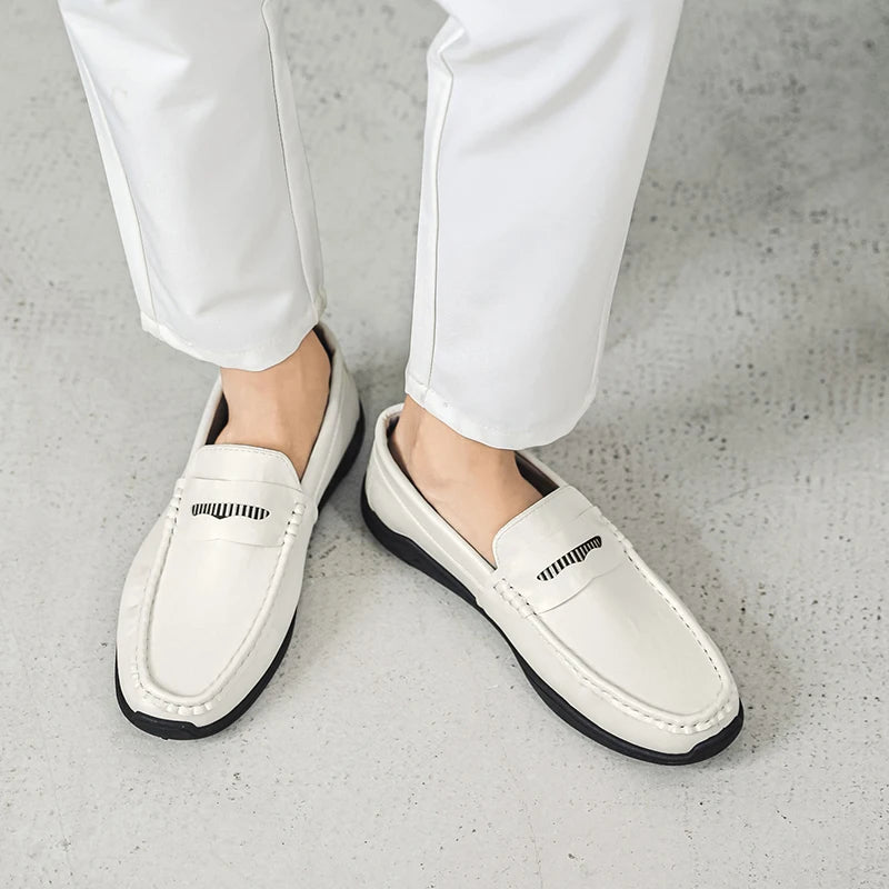 Designer Leather Slip-On Loafers Preppy Lightweight